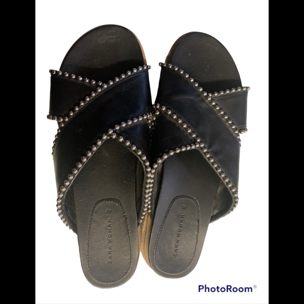 ZARA beaded edge slide platform sz 10